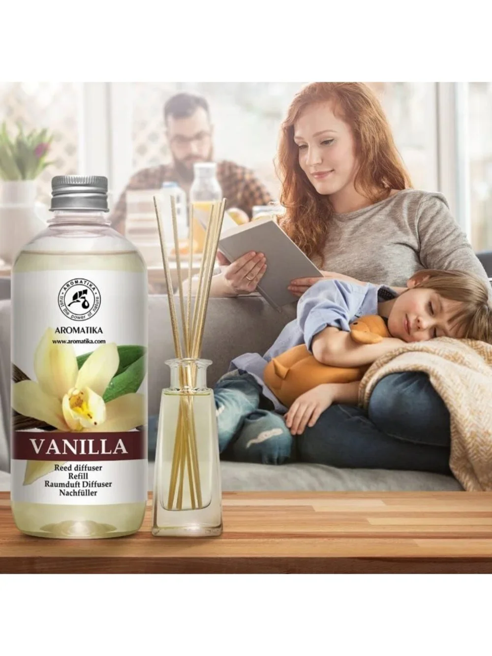Vanilla Scented Reed Diffuser Refill - 3x500ml Home Fragrance Oil - Long Lasting